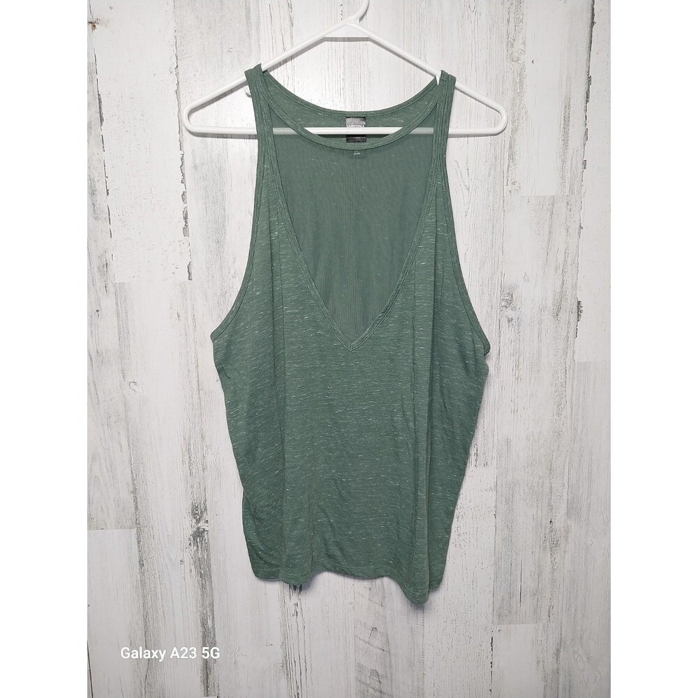 Victoria's Secret Sport Womens Green High Neck Mesh Panel Workout Tank Top Large